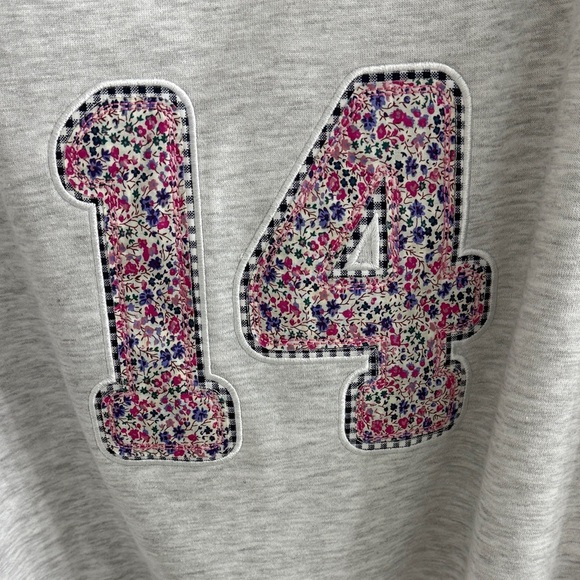Aeropostale Cloud Soft Gray V-Neck Sweatshirt with Floral Number 14 - Picture 4 of 5